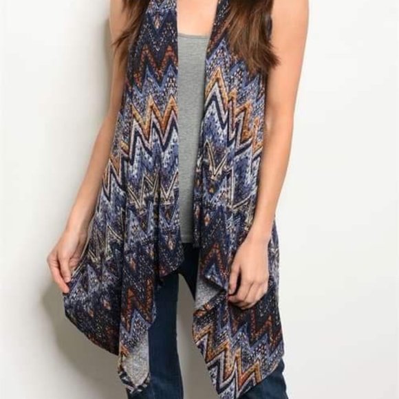 Ava's Boutique Sweaters - Chevron Navy Cardigan